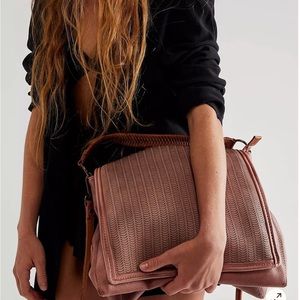 NWOT Free People Golden Valley Vegan Leather Messa Purse Messenger Bag Brown